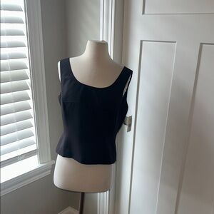 Tahari Brown White Striped Fitted Sleeveless Tank Top New with Tags 10 Petite